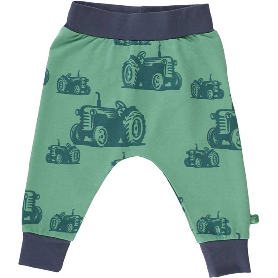 Pantaloni verzi cu imprimeu tractorașe