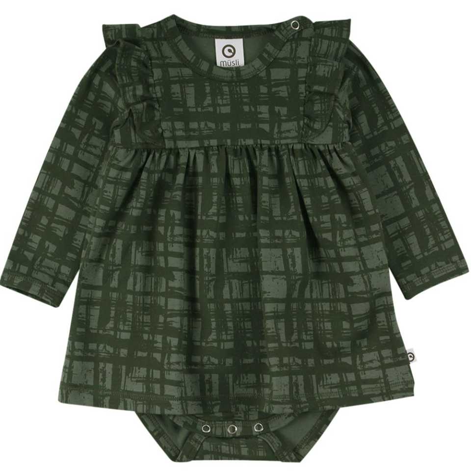 Body verde cu mânecă lungă și fustiță