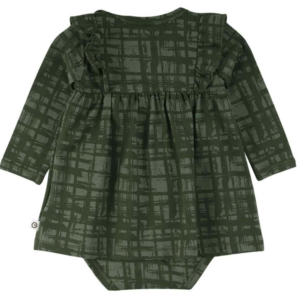 Body verde cu mânecă lungă și fustiță