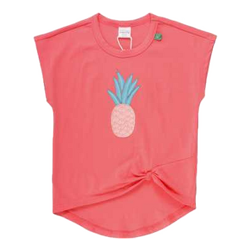 Tricou corai cu imprimeu cusut ananas