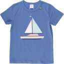 Tricou bleu cu imprimeu cusut bărcuță