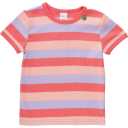 Tricou corai cu dungi late lila și portocalii