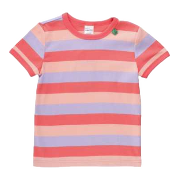 Tricou corai cu dungi late lila și portocalii