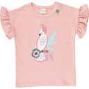 Tricou roz cu imprimeu cusut papagal