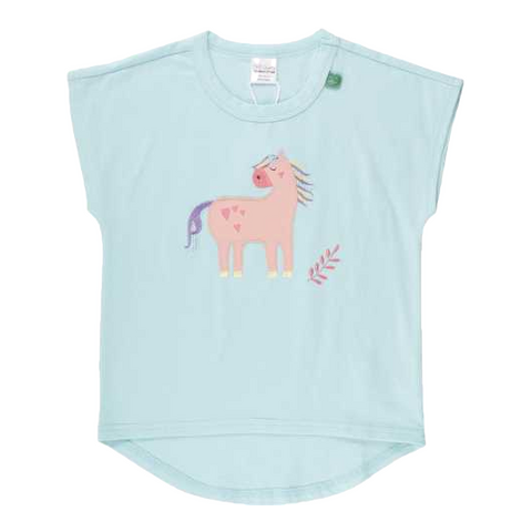 Tricou bleu pastel cu imprimeu cusut unicorn