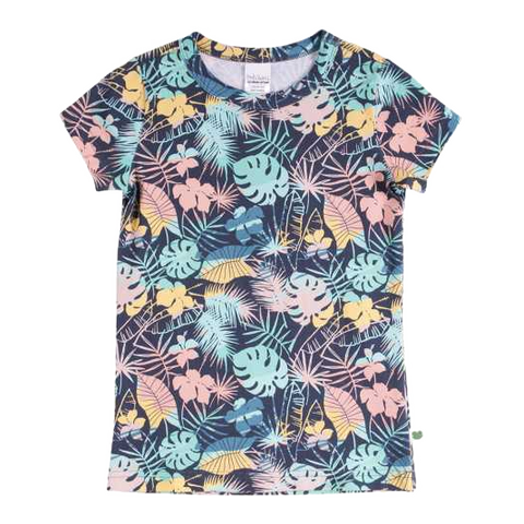 Tricou bleumarin cu imprimeu palmieri