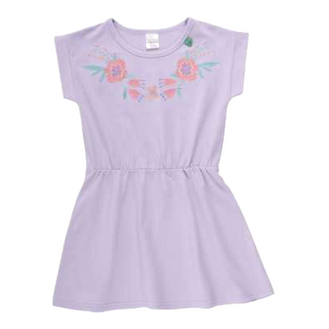 Rochie lavandă cu floricele cusute