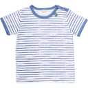 Tricou alb cu dungi albastre și capse