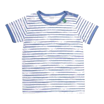 Tricou alb cu dungi albastre și capse