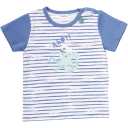 Tricou alb cu dungi albastre și caracatiță cusută
