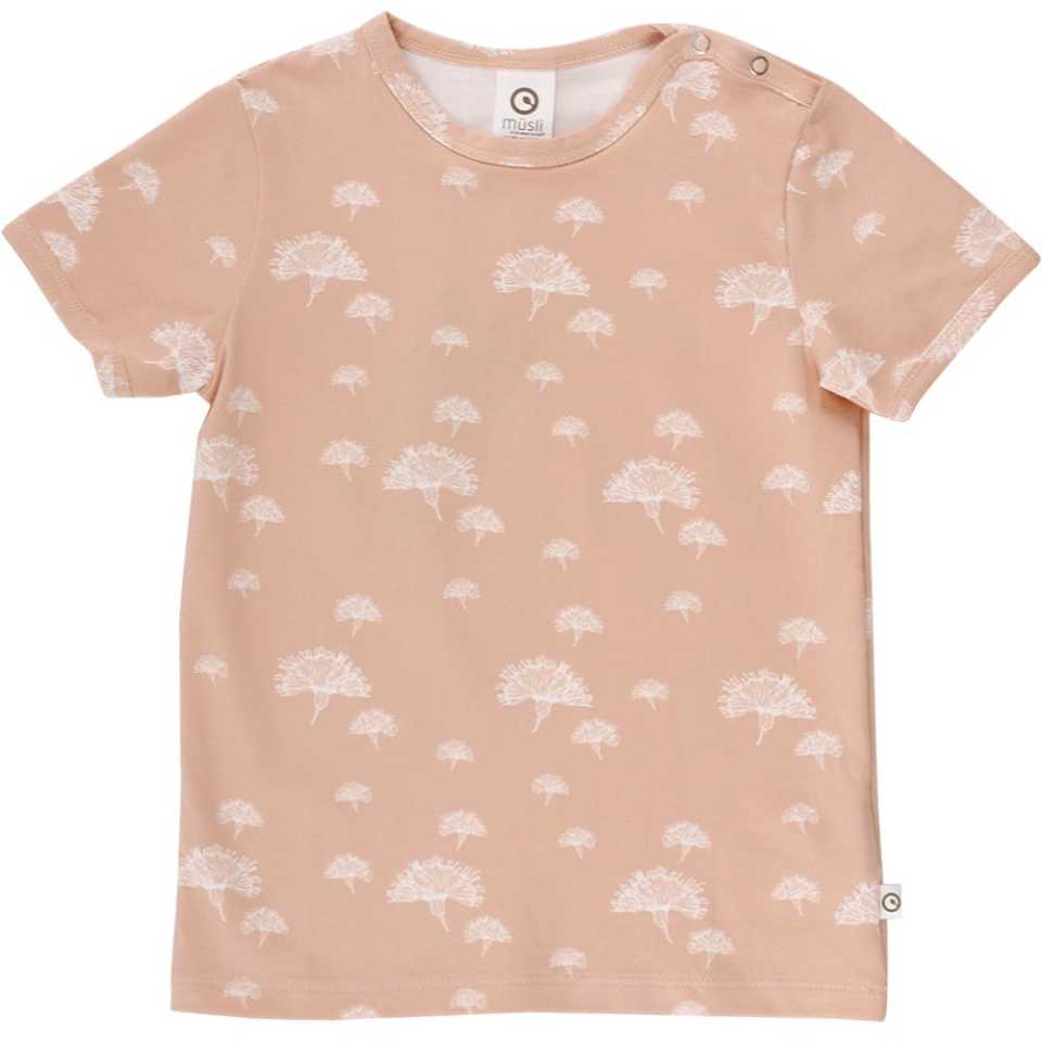 Tricou roz pastel cu capse și imprimeu floral