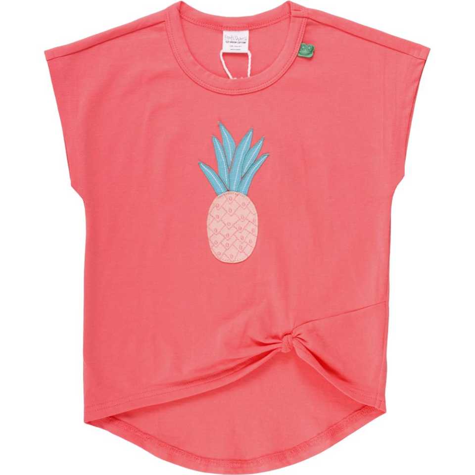 Tricou corai cu imprimeu cusut ananas