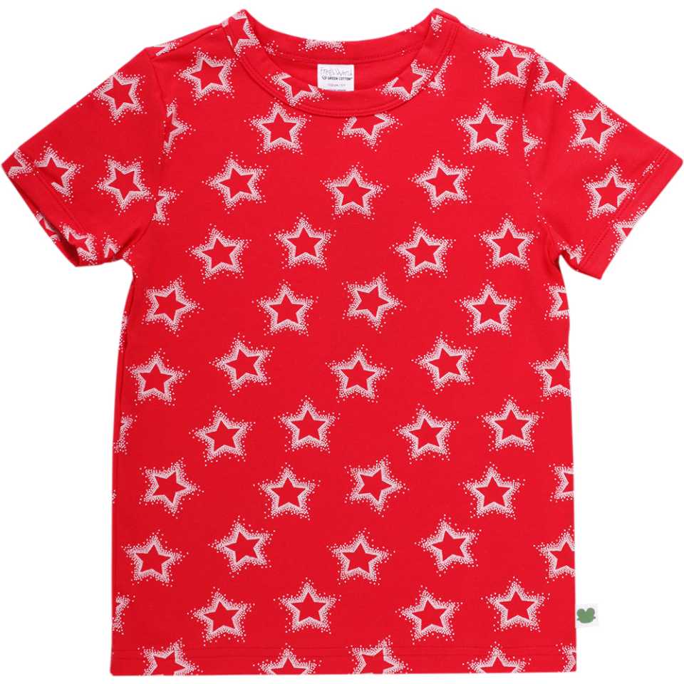 Tricou roșu cu imprimeu steluțe pentru fetițe