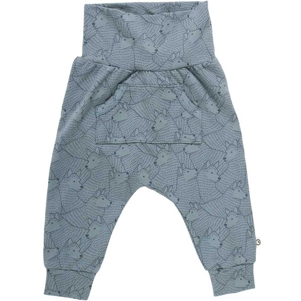 Pantaloni cu bandă elastică și imprimeu cu lupi