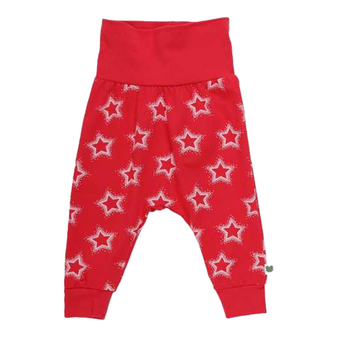 Pantaloni roșii cu imprimeu steluțe