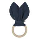 Jucărie dentiție bleumarin din lemn cu urechi de iepuraș