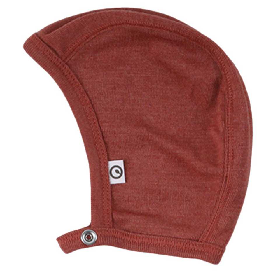 Căciulă maro cu capse din lână și mătase