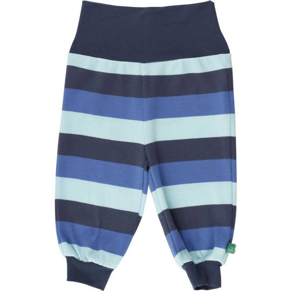 Pantaloni în dungi cu diferite nuanțe de albastru