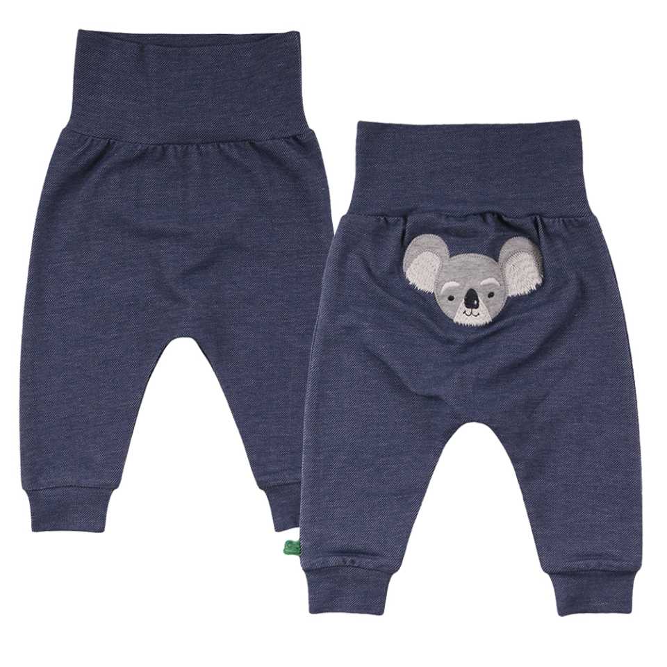 Pantaloni cu aspect denim și imprimeu urs koala