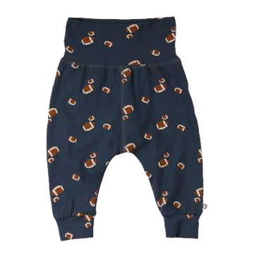 Pantaloni bleumarin cu imprimeu mingi de rugby