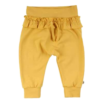 Pantaloni galbeni cu volănașe în talie