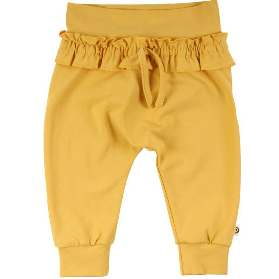 Pantaloni galbeni cu volănașe în talie