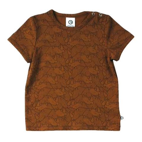 Tricou cu imprimeu rinoceri și capse pe umăr