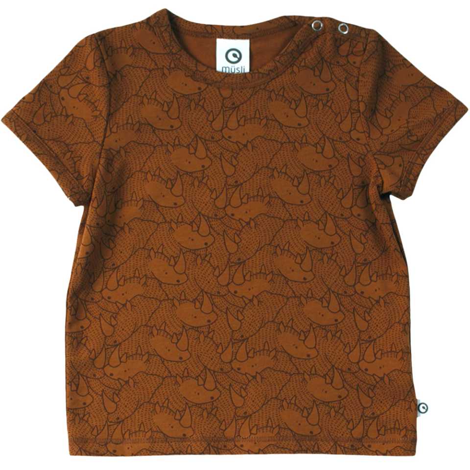Tricou cu imprimeu rinoceri și capse pe umăr