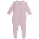 Salopetă roz cu mânecă lungă, capse și botoșei