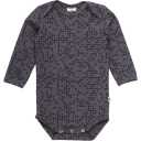 Body gri închis cu imprimeu geometric și mânecă lungă