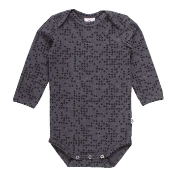 Body gri închis cu imprimeu geometric și mânecă lungă