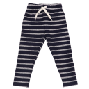 Pantaloni bleumarin lungi cu dungi albe