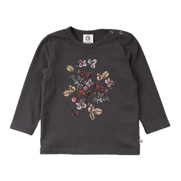 Bluză gri antracit cu imprimeu floral