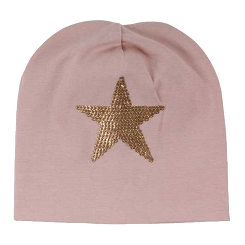Căciulă roz cu imprimeu cu steluță