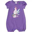 Salopetă scurtă mov cu aplicație papagal