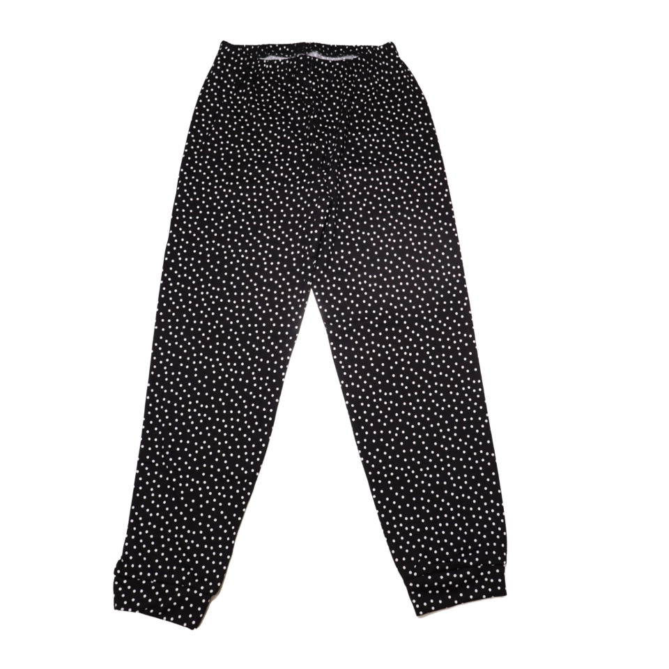 Pantaloni de pijama negri cu buline albe