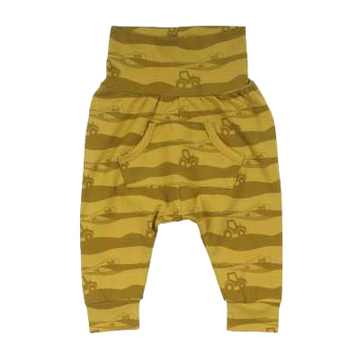 Pantaloni confortabili avocado cu imprimeu tractorașe