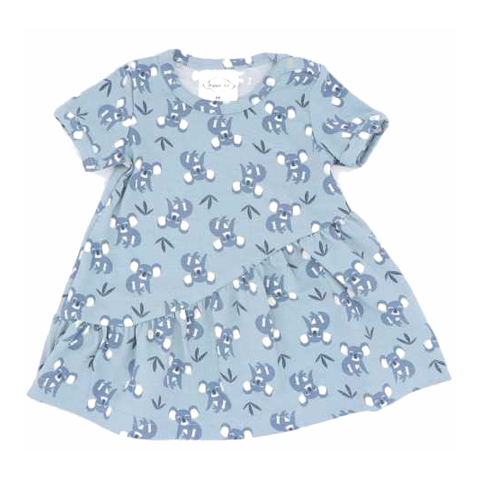 Rochie asimetrică bleu cu imprimeu Koala Drappa Dot