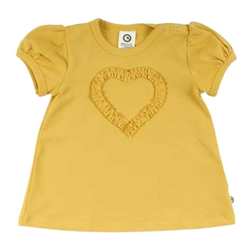 Tricou galben cu inimă aplicată