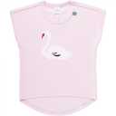 Tricou roz cu imprimeu cusut lebădă