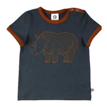 Tricou bleumarin cu imprimeu rinocer în față