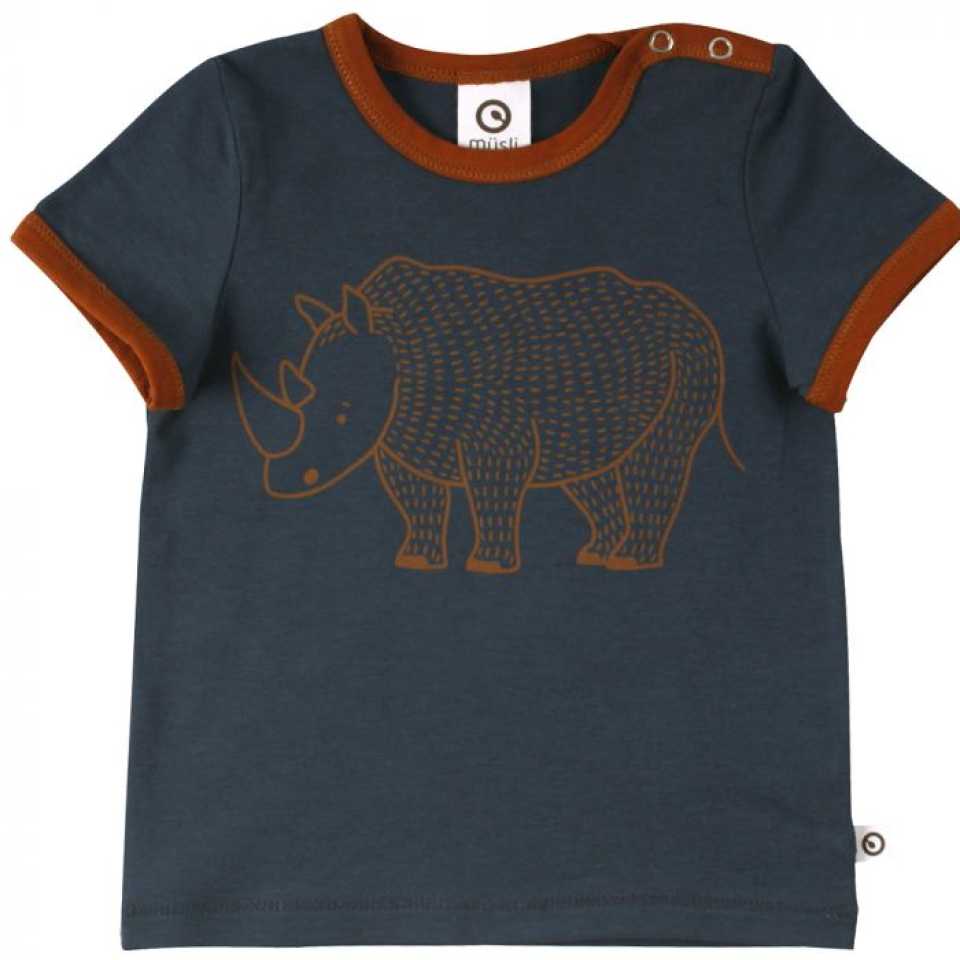 Tricou bleumarin cu imprimeu rinocer în față