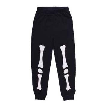 Pantaloni negri cu imprimeu oase