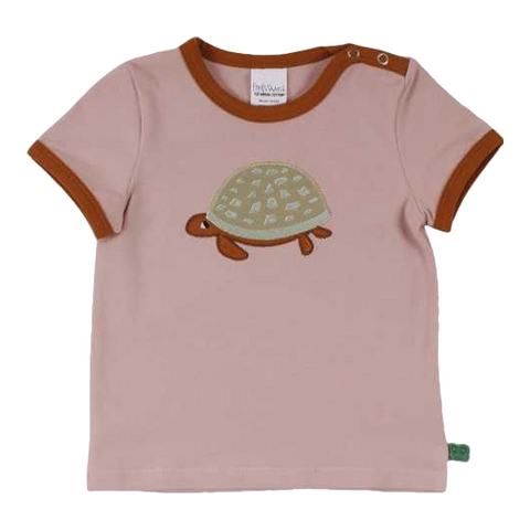 Tricou roz cu țestoasă cusută Fred's World
