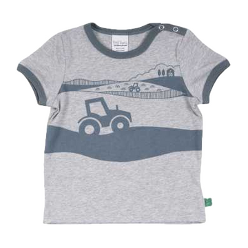 Tricou gri deschis cu imprimeu tractor în față