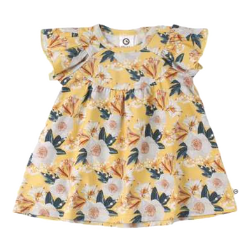 Rochie galbenă cu imprimeu floral