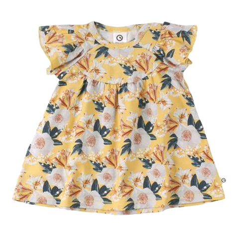 Rochie galbenă cu imprimeu floral Musli