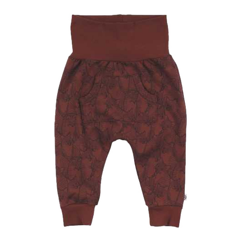 Pantaloni maro cu imprimeu vulpi