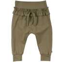 Pantaloni verzi cu șiret și volan