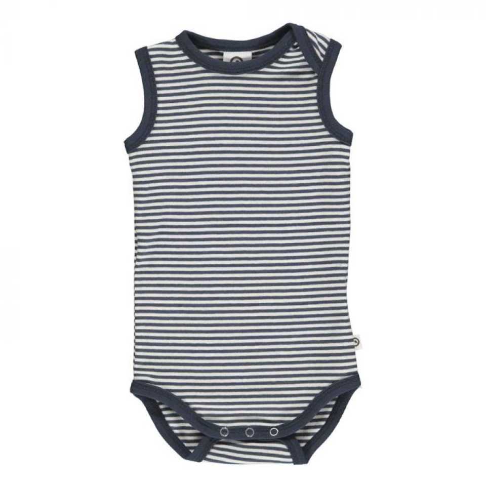 Body maiou alb cu dungi bleumarin